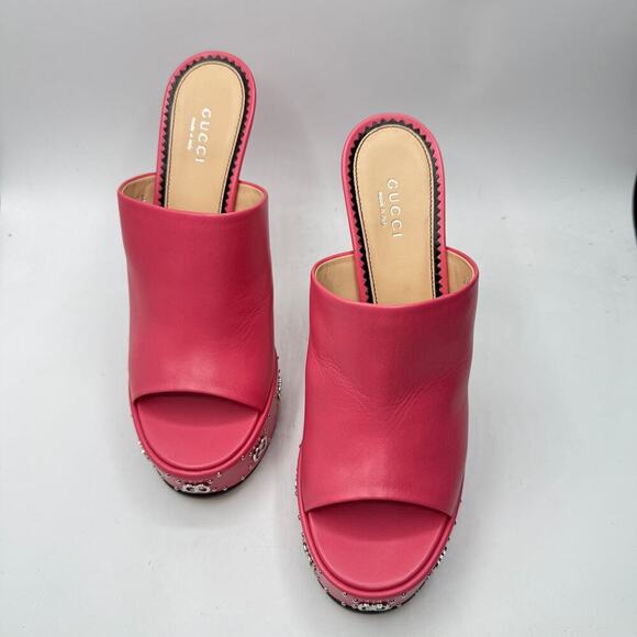 Gucci GG Stud Platform Malaga Kid Rhodamine Pink Size 39.5 US 9.5 - Picture 4 of 14